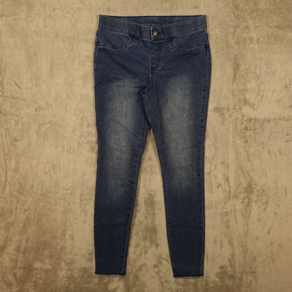 Hue leggings mid rise‎ frayed edge women's small blue denim NWT